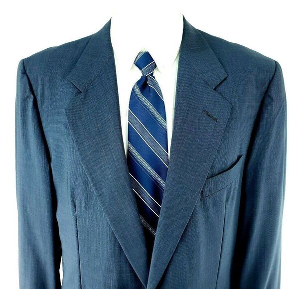 Hickey Freeman Barney's New York Wool 2‎ Button Bla - Picture 1 of 12